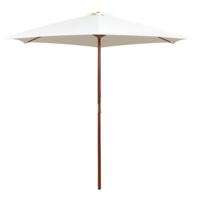 Umbrelă de soare cu stâlp de lemn - alb crem - 270x270 cm