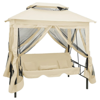 Balansoar extensibil cu pavilion - alb crem