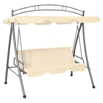 Balansoar de exterior extensibil cu copertină - alb nisipiu