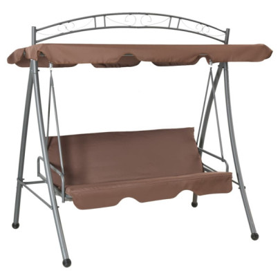 Balansoar de exterior extensibil cu copertină - cafeniu