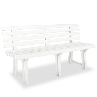 Bancă de grădină - alb - 145,5 cm - plastic