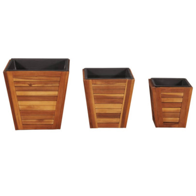 Set straturi înălțate grădină - 3 piese - lemn de acacia - pătrate
