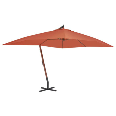 Umbrelă în consolă cu stâlp din lemn - cărămiziu - 400x300 cm