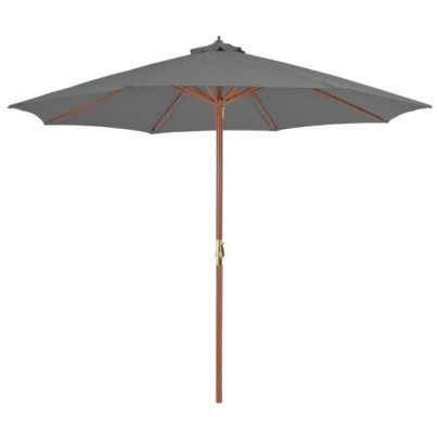 Umbrelă de soare de exterior - stâlp din lemn - 300 cm - antracit