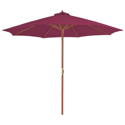 Umbrelă de soare exterior - stâlp din lemn - 300 cm - roșu bordo