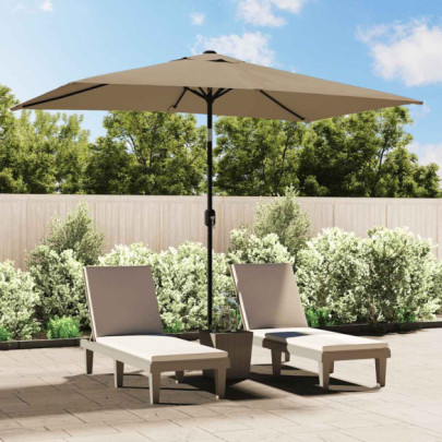 Umbrelă de soare exterior - stâlp metalic - gri taupe - 300x200 cm
