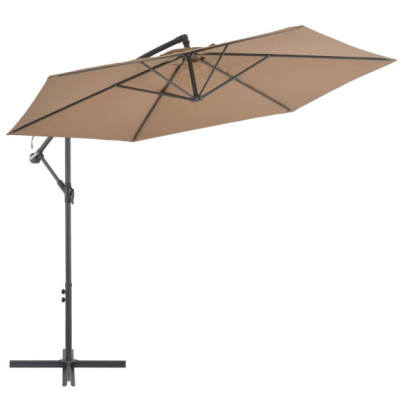 Umbrelă consolă de grădină cu stâlp din aluminiu - taupe - 300 cm