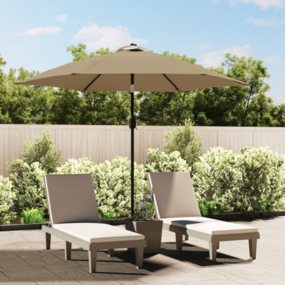 Umbrelă de soare exterior - LED-uri și stâlp oțel - taupe - 300 cm