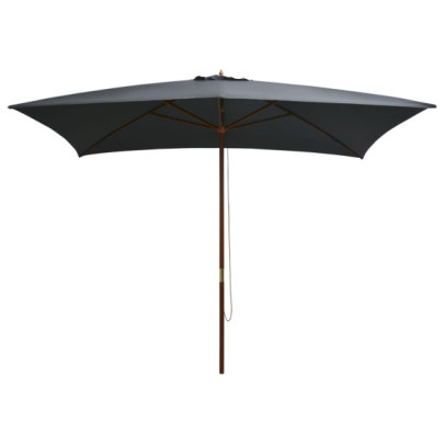 Umbrelă de soare exterior - stâlp lemn - 200x300 cm - antracit