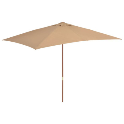 Umbrelă de soare - exterior - stâlp lemn - 200x300 cm - gri taupe
