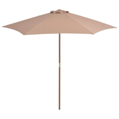 Umbrelă de soare de exterior cu stâlp din lemn - taupe - 270 cm