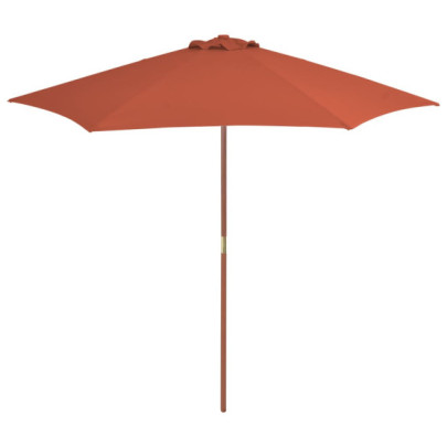Umbrelă de soare de exterior - stâlp din lemn - cărămiziu - 270 cm