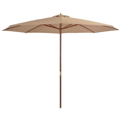 Umbrelă de soare de exterior - stâlp din lemn - gri taupe - 350 cm