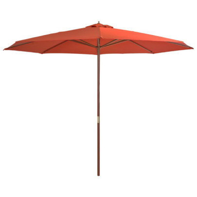 Umbrelă de soare de exterior - stâlp lemn - cărămiziu - 350 cm