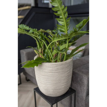 Egg Jardiniera "Waste Rib" - 35x34 cm - bej terrazzo