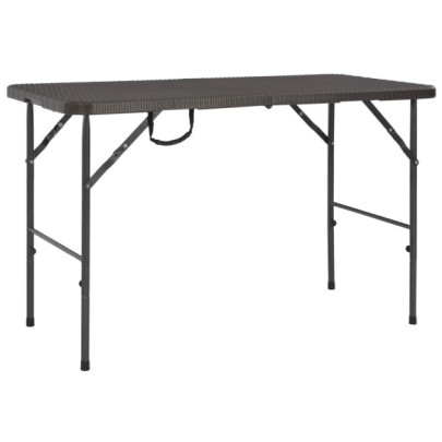 Masă de grădină pliabilă - maro - 120x60x74 - HDPE - aspect ratan