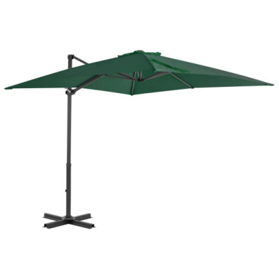 Umbrelă în consolă cu stâlp din aluminiu - verde - 250x250 cm