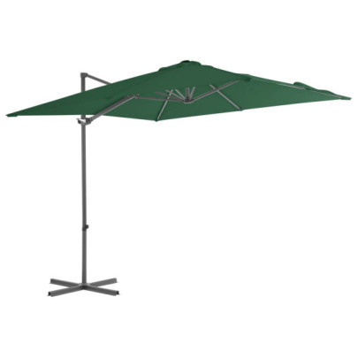 Umbrelă în consolă cu stâlp din oțel - verde - 250x250 cm