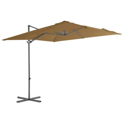 Umbrelă în consolă cu stâlp din oțel - taupe - 250x250 cm