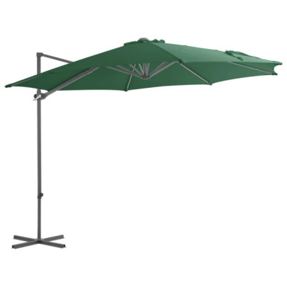 Umbrelă în consolă cu stâlp din oțel - verde - 300 cm