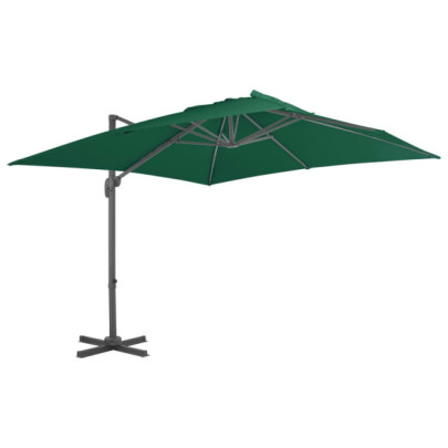 Umbrelă în consolă cu stâlp din aluminiu - verde - 300x300 cm