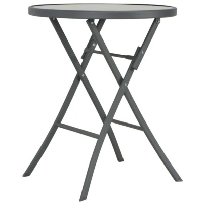 Masă de bistro pliantă - gri - 60 x 70 cm - sticlă și oțel