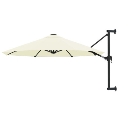 Umbrelă soare - montaj pe perete - stâlp metalic - 300 cm - nisipiu