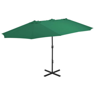 Umbrelă de soare de exterior - stâlp aluminiu - verde - 460x270 cm