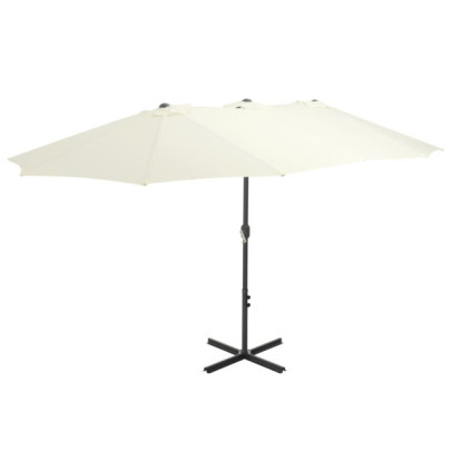 Umbrelă soare exterior - stâlp aluminiu - nisipiu - 460 x 270 cm