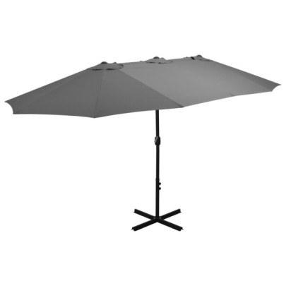 Umbrelă de soare cu stâlp din aluminiu - antracit - 460x270 cm