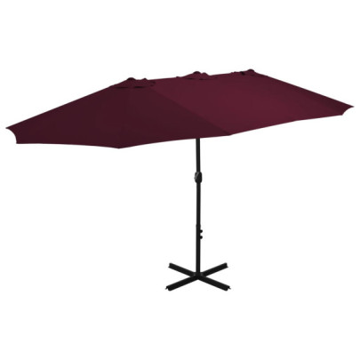 Umbrelă soare exterior - stâlp aluminiu - roșu bordo - 460x270 cm