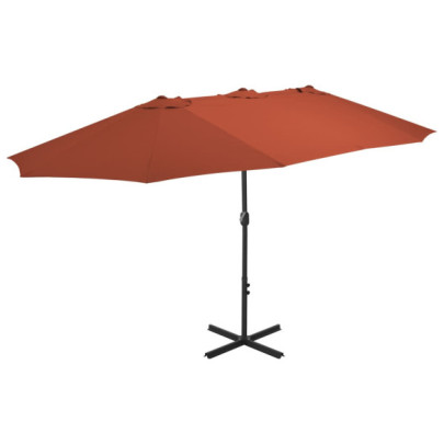 Umbrelă de soare exterior stâlp aluminiu - cărămiziu - 460x270 cm