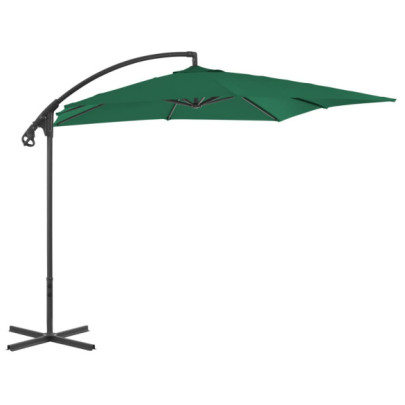Umbrelă în consolă cu stâlp din oțel - verde - 250x250 cm
