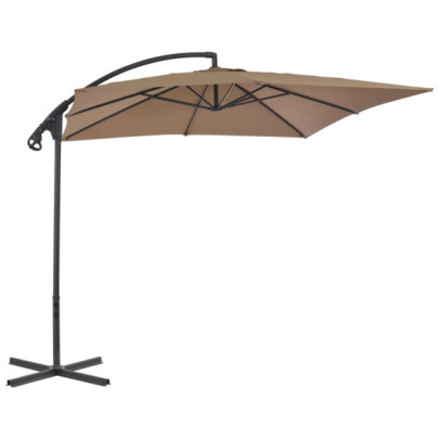 Umbrelă în consolă cu stâlp din oțel - taupe - 250x250 cm