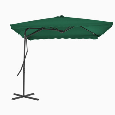 Umbrelă de soare de exterior - stâlp din oțel - verde - 250x250 cm
