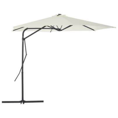 Umbrelă soare de exterior cu stâlp din oțel - nisipiu - 300 cm