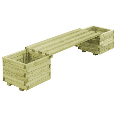 Bancă de grădină cu jardiniere - lemn de pin tratat