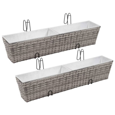Straturi înălțate de balcon - 2 buc. - gri - 80 cm - poliratan