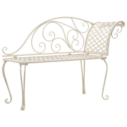 Bancă șezlong de grădină - alb vintage - 128 cm - metal