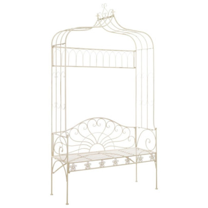 Bancă de grădină - alb vintage - 122 cm - fier