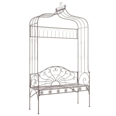 Bancă de grădină - maro vintage - 122 cm - fier