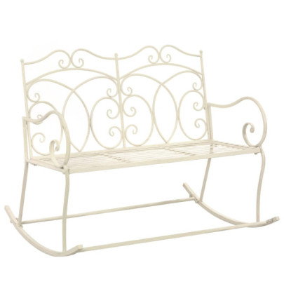 Bancă de grădină - alb vintage - 104 cm - fier