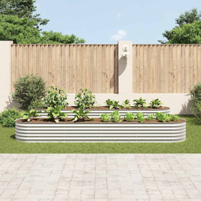 Strat înălțat de grădină argintiu 400x80x44 cm oțel galvanizat