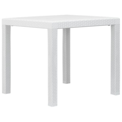Masă de grădină - albă - 79x79x72 cm - plastic - aspect ratan