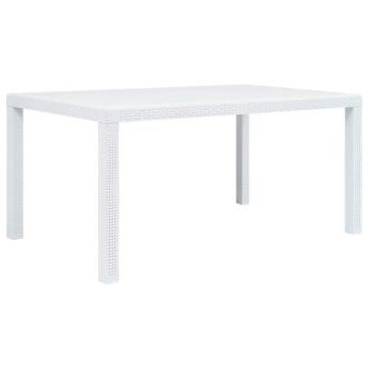 Masă de grădină - alb - 150 x 90 x 72 cm - plastic - aspect ratan