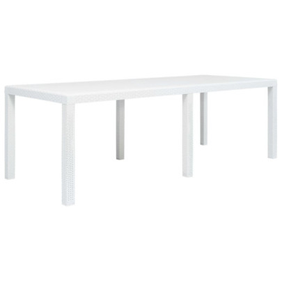 Masă de grădină - albă - 220x90x72 cm - plastic - aspect ratan
