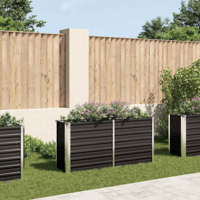 Strat înălțat de grădină antracit 160x40x77 cm oțel galvanizat