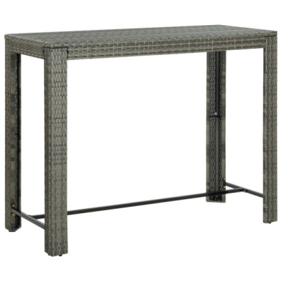 Masă de bar de grădină - gri - 140,5 x 60,5 x 110,5 cm - poliratan