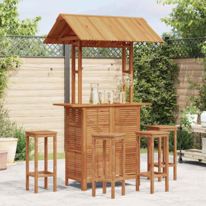 Masă de bar exterior cu acoperiș - 113x106x217 cm - lemn acacia