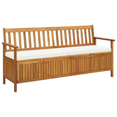 Bancă de depozitare cu pernă - 170 cm - lemn masiv de acacia